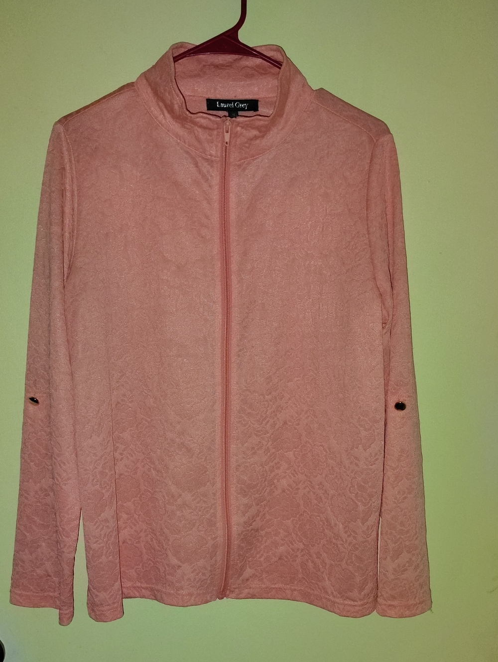 Lightweight Pink Zip-Front Jean-Style Jacket